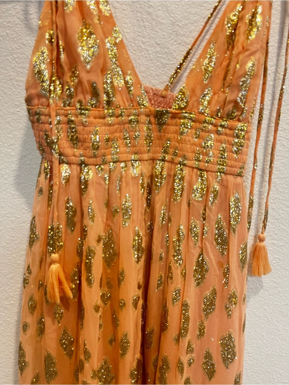 Altar'd State Pink Jumpsuit with Gold Foil Accents - Picture 2 of 8